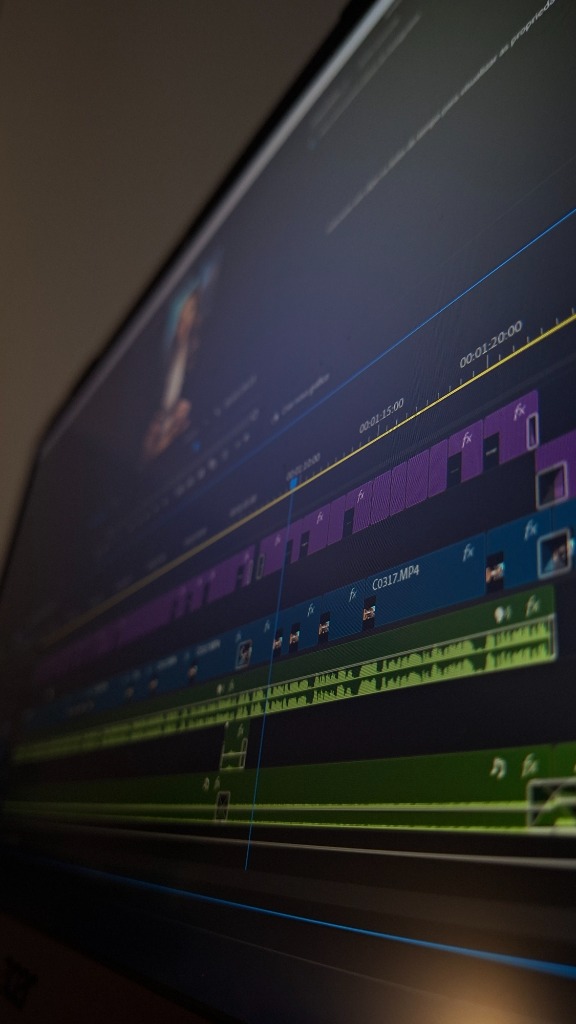 Timeline de software de edição de vídeo profissional